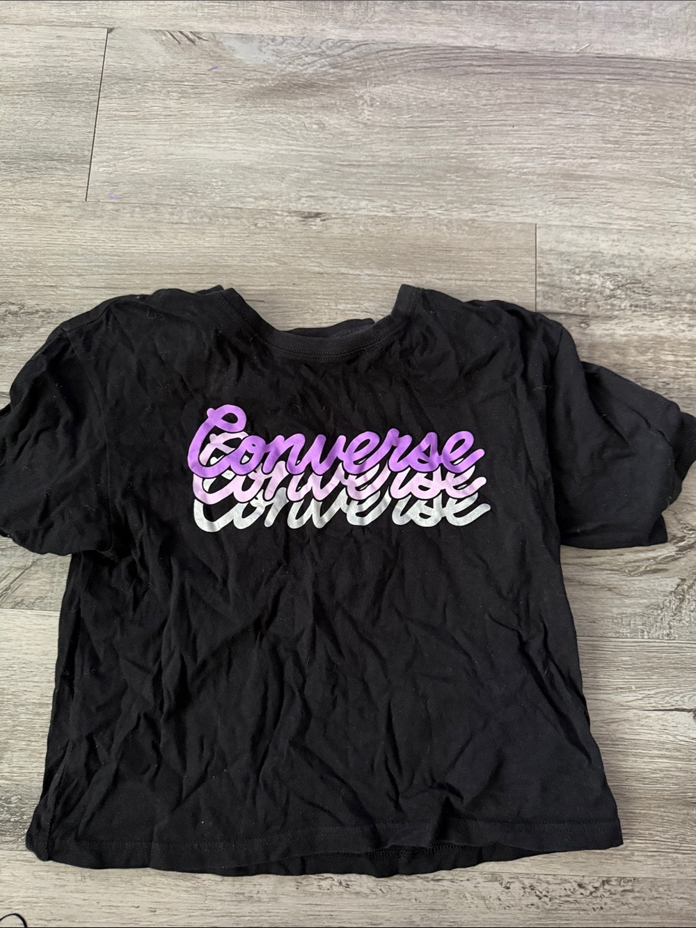 Converse Black Tee with Purple & White Script Logo